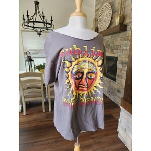 Sublime Long Beach Graphic T-Shirt Band Tee Oversized Distressed Large Custom